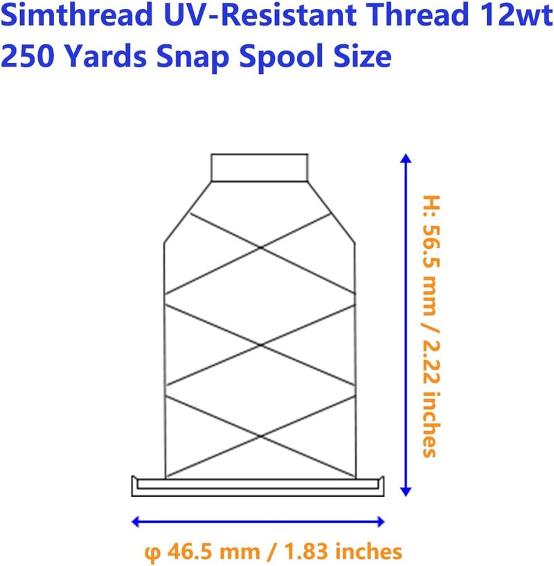 simthread UV Resistant - Heavy Duty Outdoor Thread for Hand or Machine Sewing - 100% Polyester Bonded Thread Tex 69 (12wt) - 250 Yards x 2 Spools NP-Black - Image 2